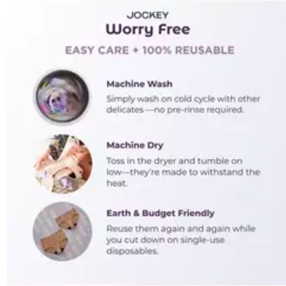 NWT New Jockey Nude Worry-Free Moderate Absorbency Bikini Underwear Panties M - Picture 3 of 12